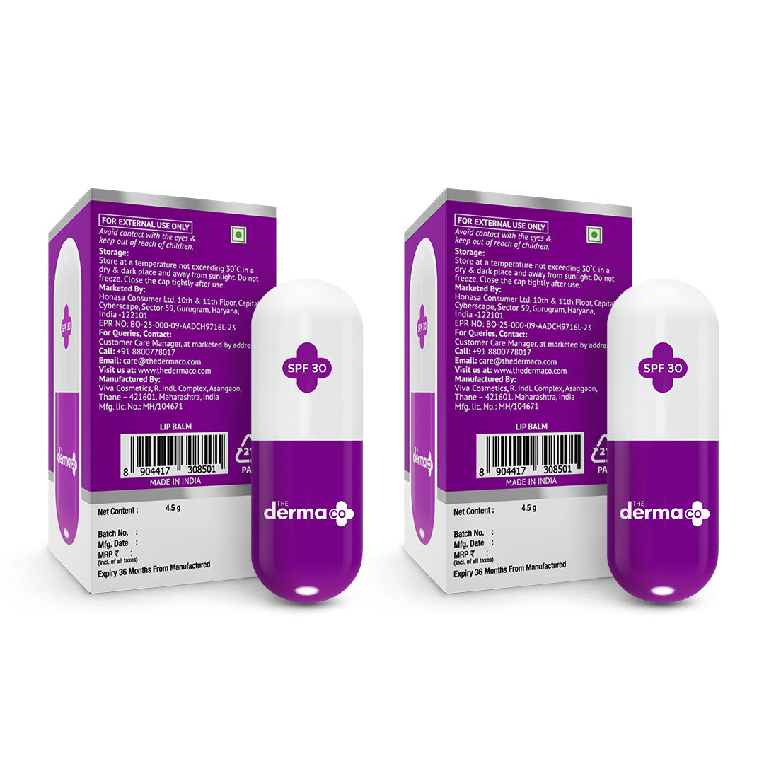 1% Kojic Acid Lip Balm With Alpha Arbutin & Hyaluronic Acid, SPF 30 PA++ for Dark & Pigmented Lips - 4.5g (Pack of 2)