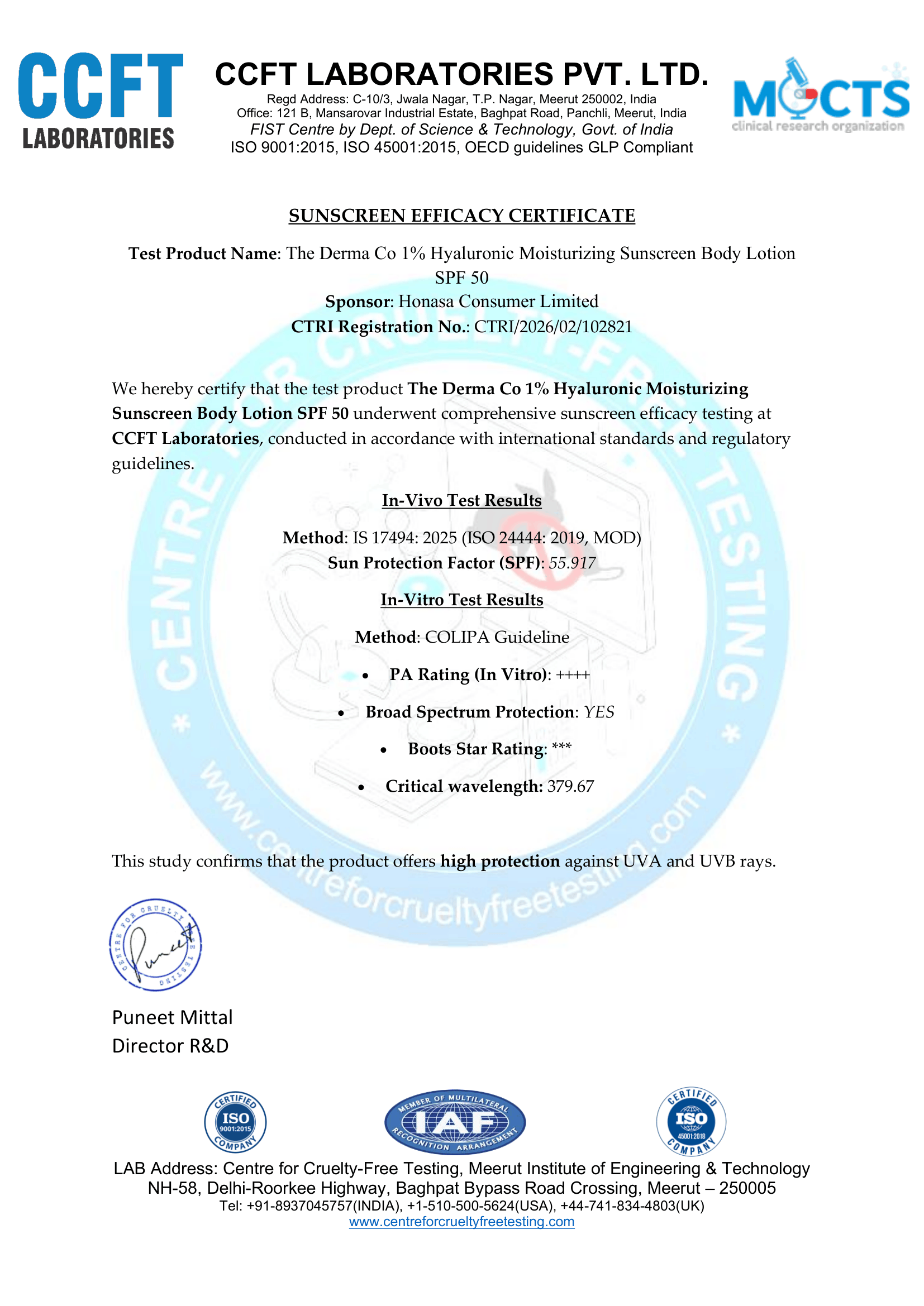 Invivo certificate