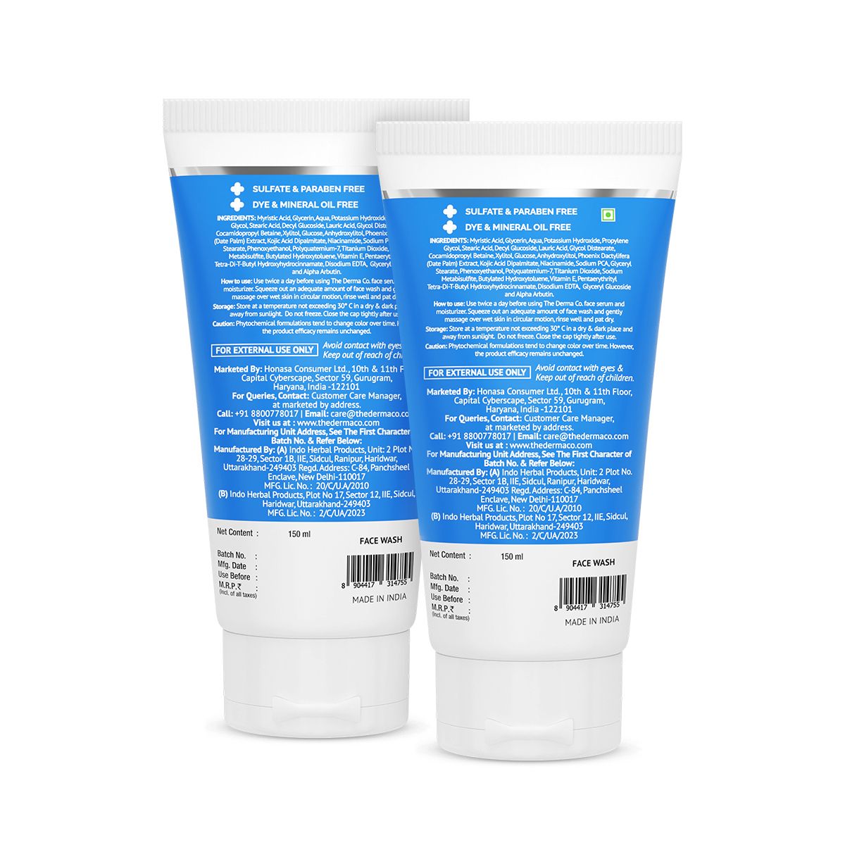 1% Kojic Acid Face Wash with Niacinamide & Alpha Arbutin For Dark Spots & Pigmentation - 150 ml (Pack of 2)