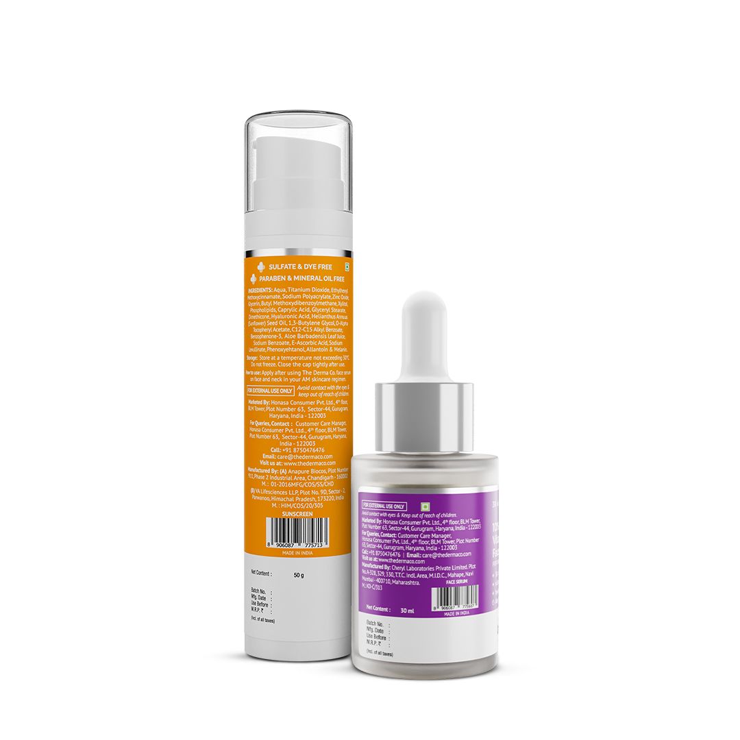 Radiant Skin Combo (1% Hyaluronic Sunscreen Aqua Gel + 10% Vitamin C Face Serum 30 ml Combo)