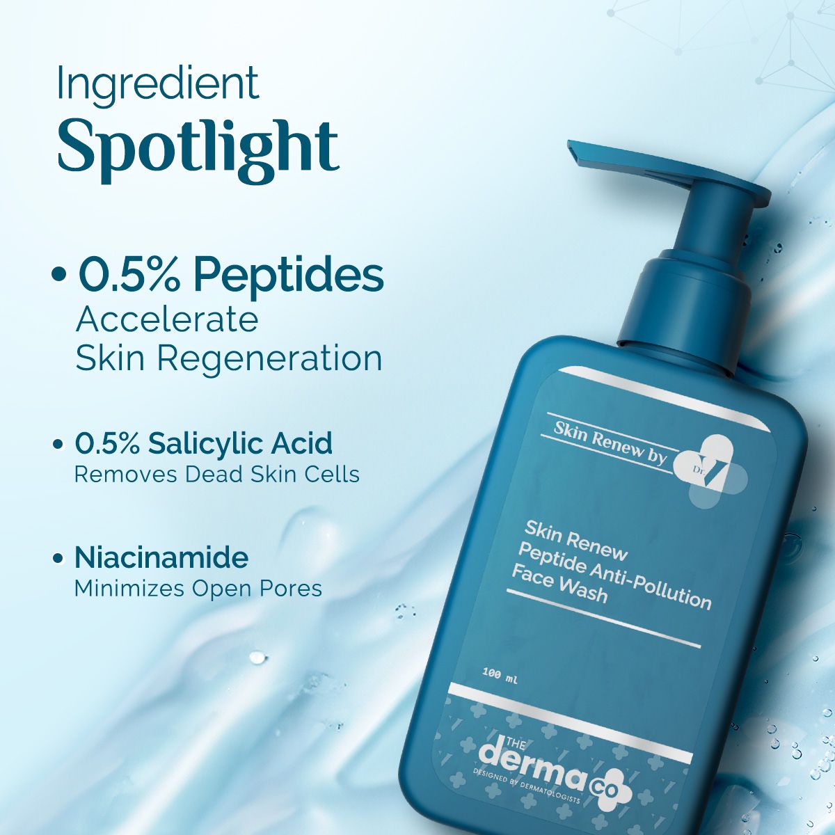 The Derma Co. X Dr V Skin Renew Peptide Anti-Pollution Face Wash with Peptides & Niacinamide - 100 ml