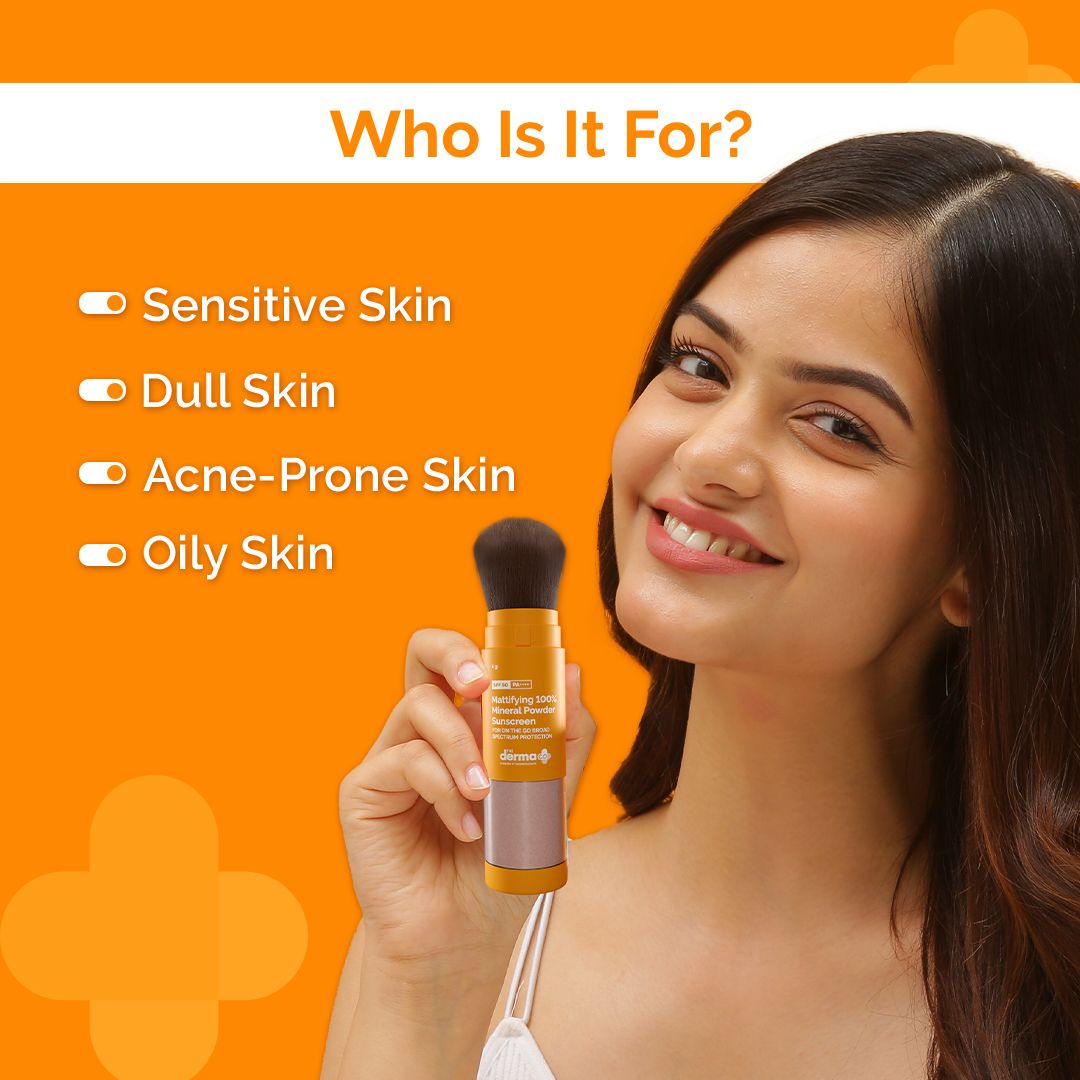 Mattifying 100% Mineral Powder Sunscreen with SPF 50 For On The Go Broad Spectrum Protection - 4g