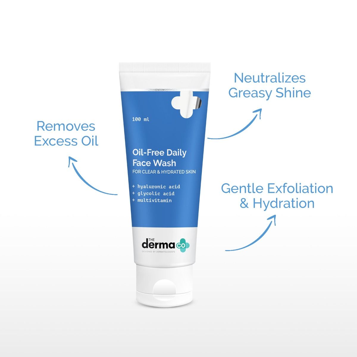 Oil-Free Daily Face Wash With Hyaluronic Acid, Glycolic Acid & Multivitamins for Clear & Hydrated Skin - 100ml