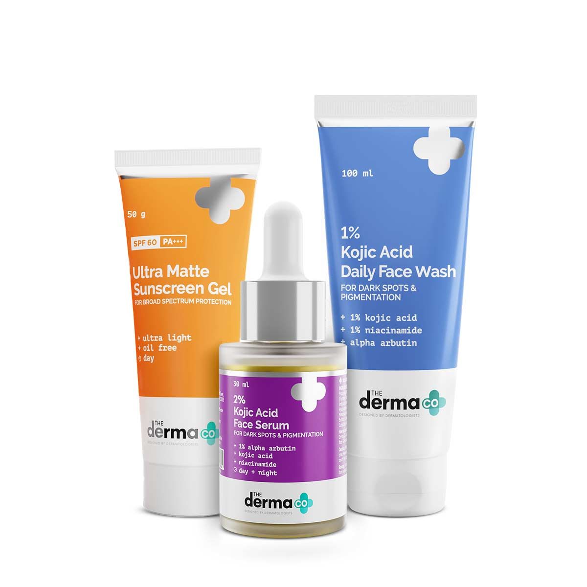 Pigmentation & Dark Spot Corrector Kit (1% Kojic Acid Face Wash + 2% Kojic Acid Face Serum + Ultra Matte Sunscreen Gel)
