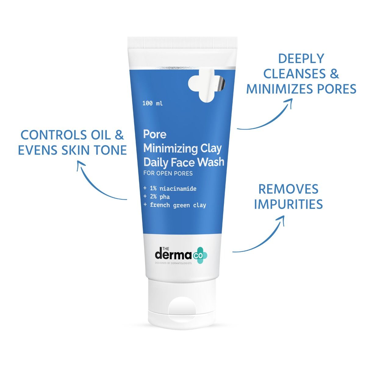 Pore Minimizing Clay Daily Face Wash with 1% Niacinamide & 2% PHA - 100 ml
