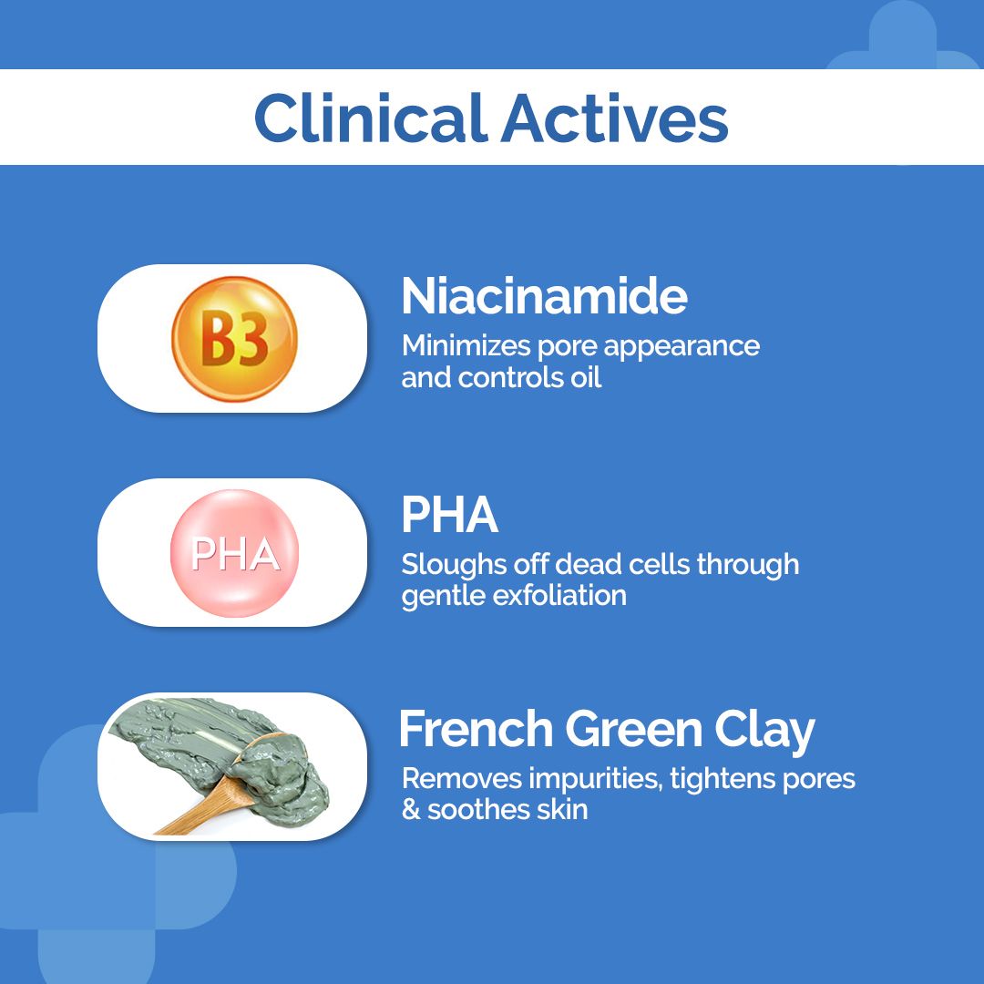 Pore Minimizing Clay Daily Face Wash with 1% Niacinamide & 2% PHA - 100 ml