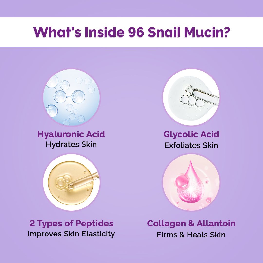 Snail Peptide 96 Hydrating Serum with Snail Mucin & Peptide Complex for Smooth & Moisturized Skin - 30 ml