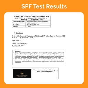 the derma co mattifying powder sunscreen spf 50 test results
