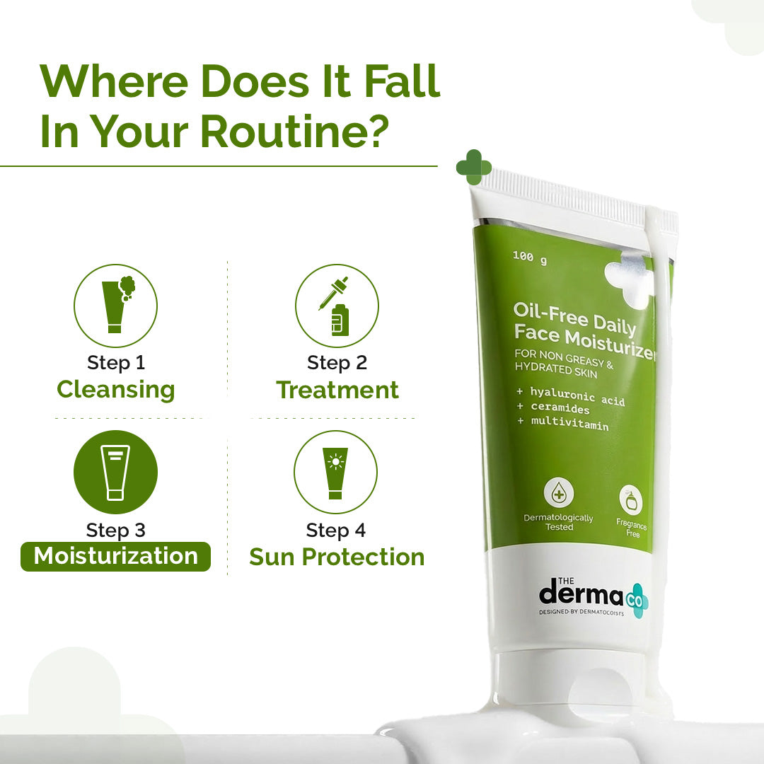 Oil-Free Daily Face Moisturizer With Hyaluronic Acid, Ceramides & Multivitamins for Non-Greasy & Hydrated Skin - 100g