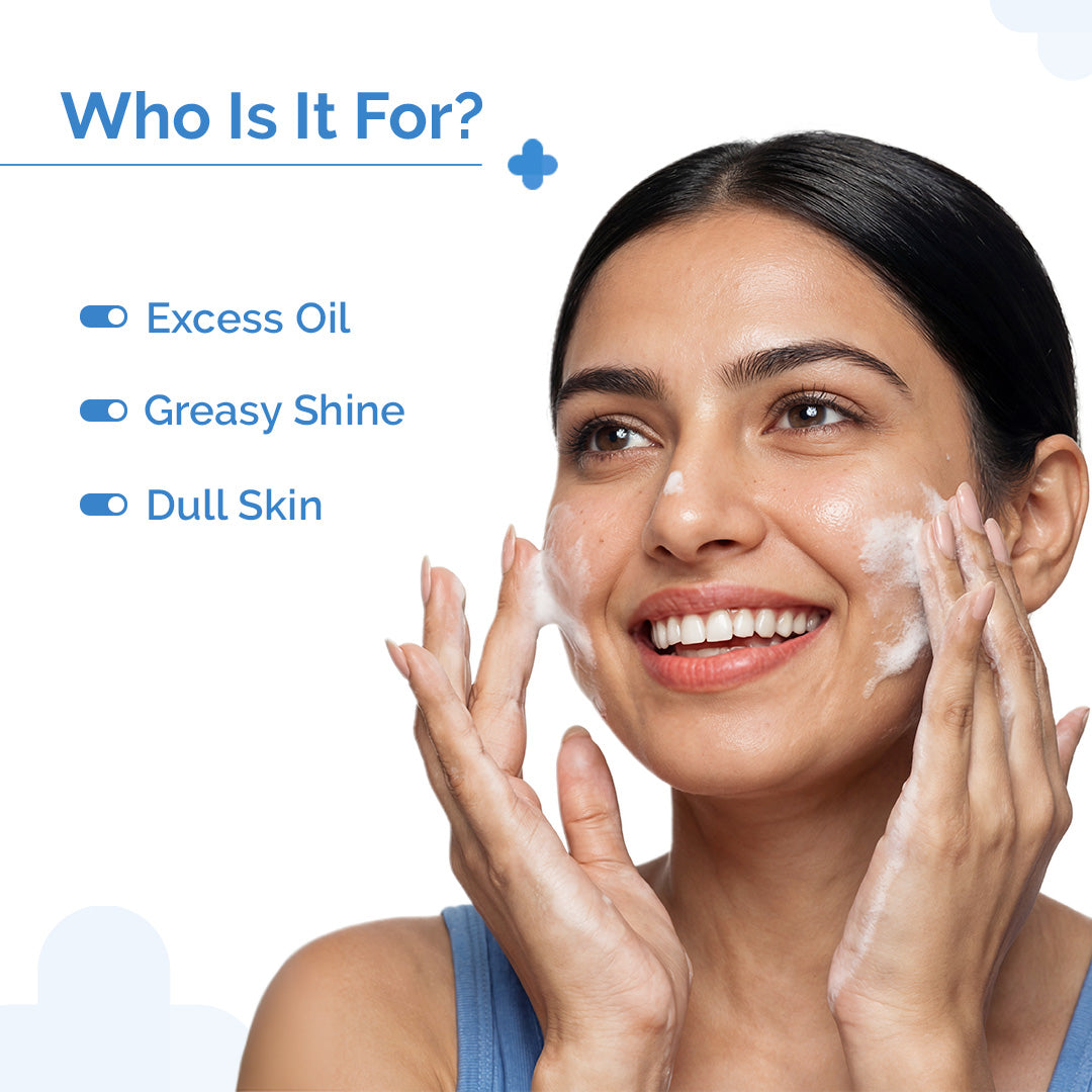 Oil-Free Daily Face Wash With Hyaluronic Acid, Glycolic Acid & Multivitamins for Clear & Hydrated Skin - 100ml